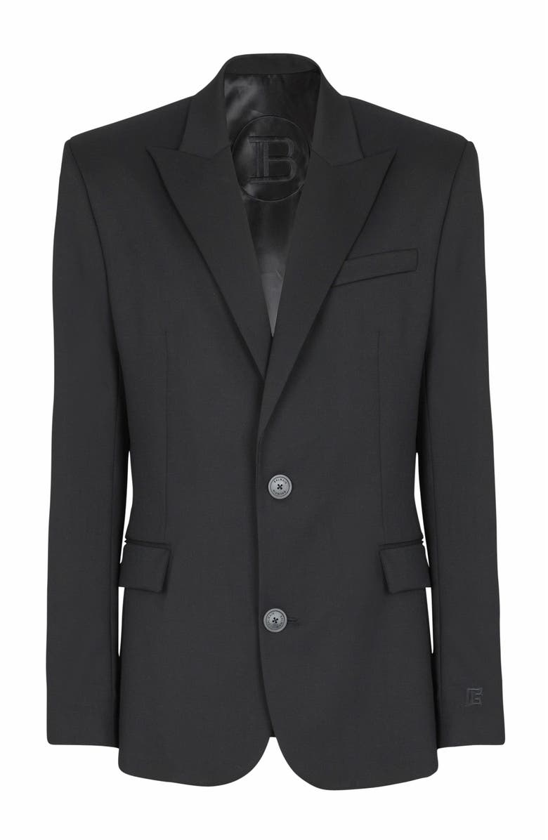 Balmain Wool 2-Button Jacket, Alternate, color, Black