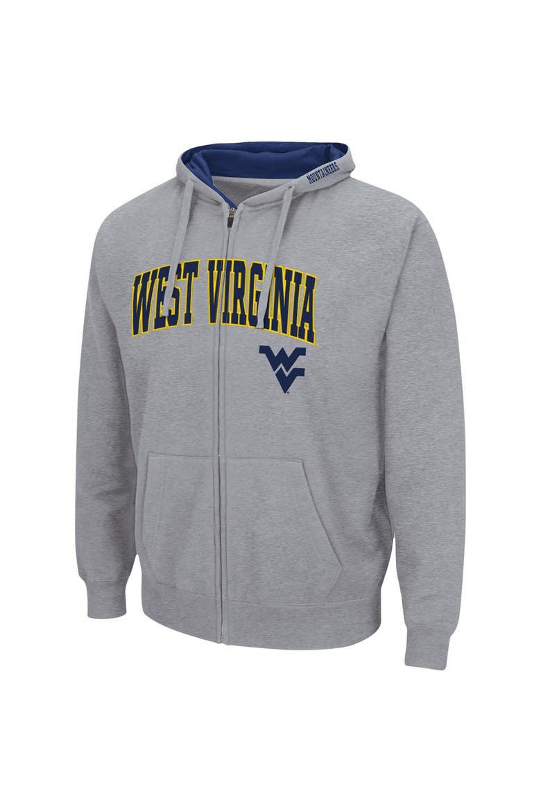 Men's Colosseum Heathered Gray West Virginia Mountaineers Arch & Logo 3.0 Full-Zip Hoodie, Alternate, color, Heather Gray