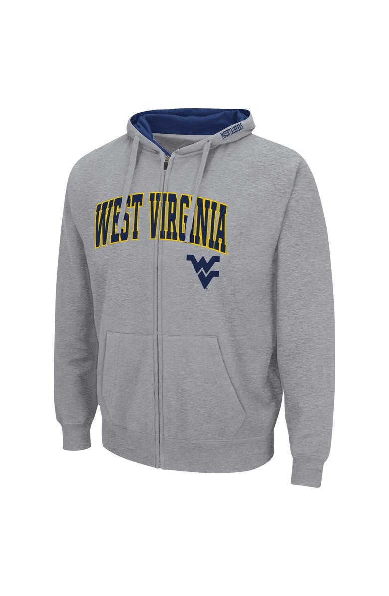 COLOSSEUM Men's Colosseum Heathered Gray West Virginia Mountaineers Arch & Logo 3.0 Full-Zip Hoodie, Alternate, color, Heather Gray