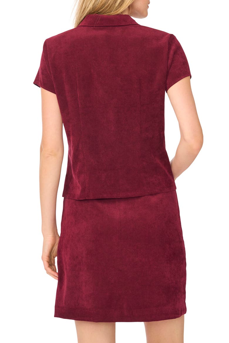 Corduroy Short Sleeve Button Front Shirt, Alternate, color, CRISP MERLOT