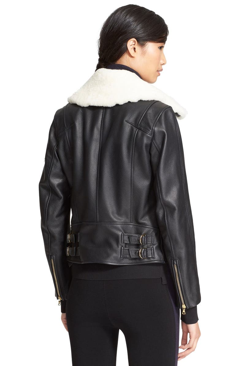 rag & bone 'Minerva' Leather & Shearling Biker Jacket, Alternate, color, 