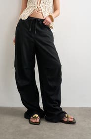 Topshop Wide Leg Linen & Cotton Utility Pants