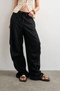 Topshop Wide Leg Linen & Cotton Utility Pants
