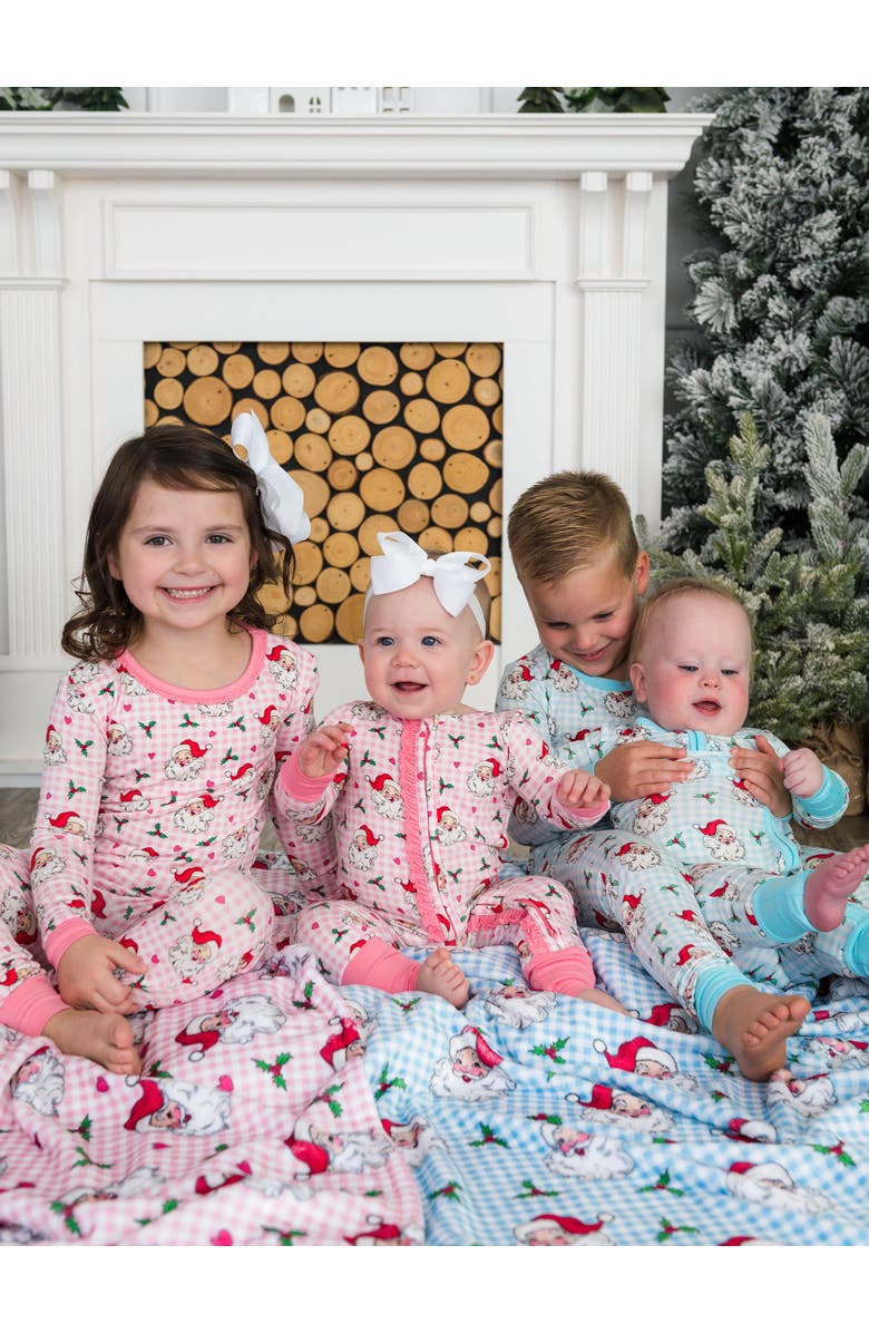 RuffleButts Gender Inclusive SoftSnooze Baby Convertible One Piece Pajama, Alternate, color, Blue Dear Santa