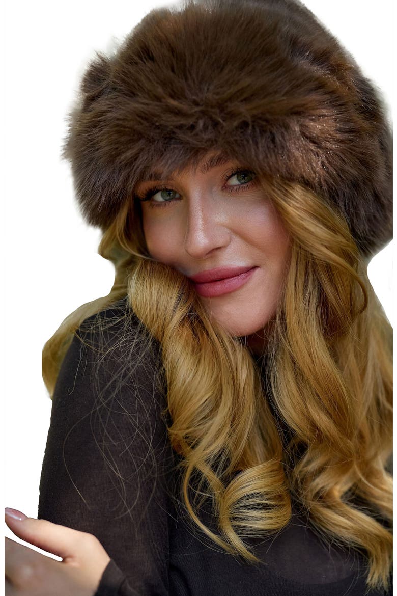 Faux Fur Hat, Alternate, color, BROWN