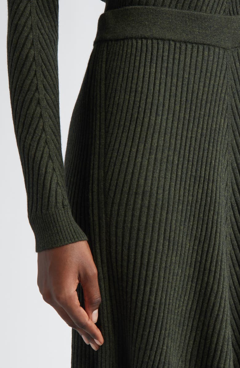 Victoria Beckham Merino Wool Rib A-Line Midi Skirt, Alternate, color, Oregano