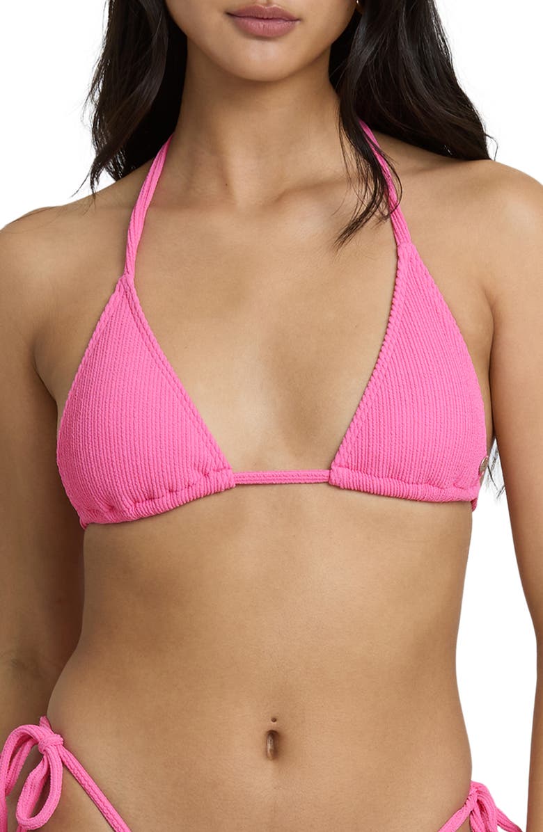 Billabong Sunrays Remi Triangle Bikini Top, Main, color, Guava