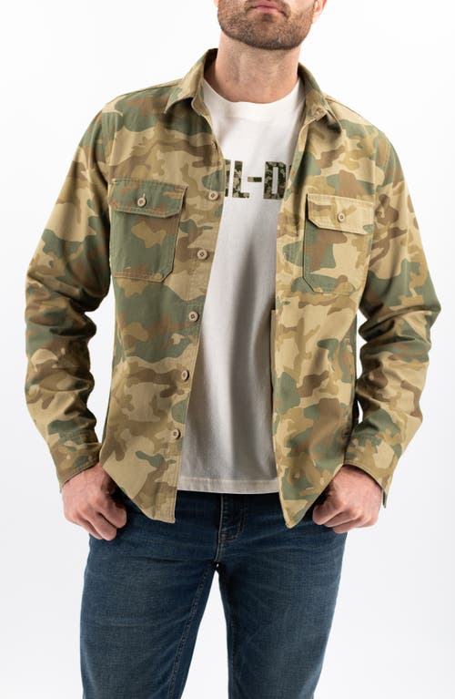 Devil-dog Dungarees Canvas Button-up Cpo Shirt Jacket In Brown