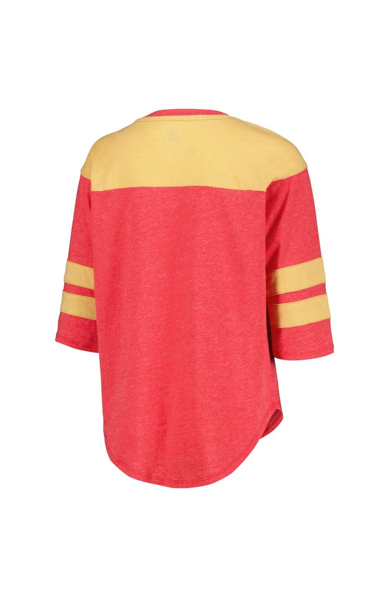 STARTER Women's Starter Scarlet San Francisco 49ers Fullback Tri-Blend 3/4-Sleeve T-Shirt, Alternate, color, Scarlet