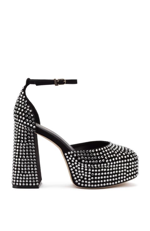 Ari Crystal Pump In Black Suede