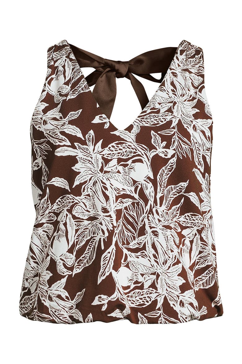 Lightweight Jersey Blouson Vneck Tank, Alternate, color, Bark/Vanilla Etched Leaves