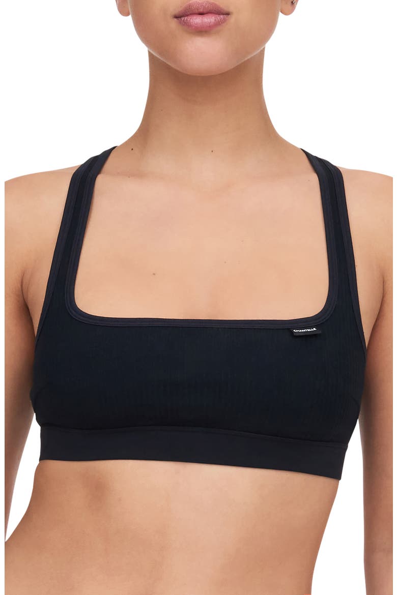 Cotton Comfort Racerback Organic Cotton Bralette, Main, color, BLACK