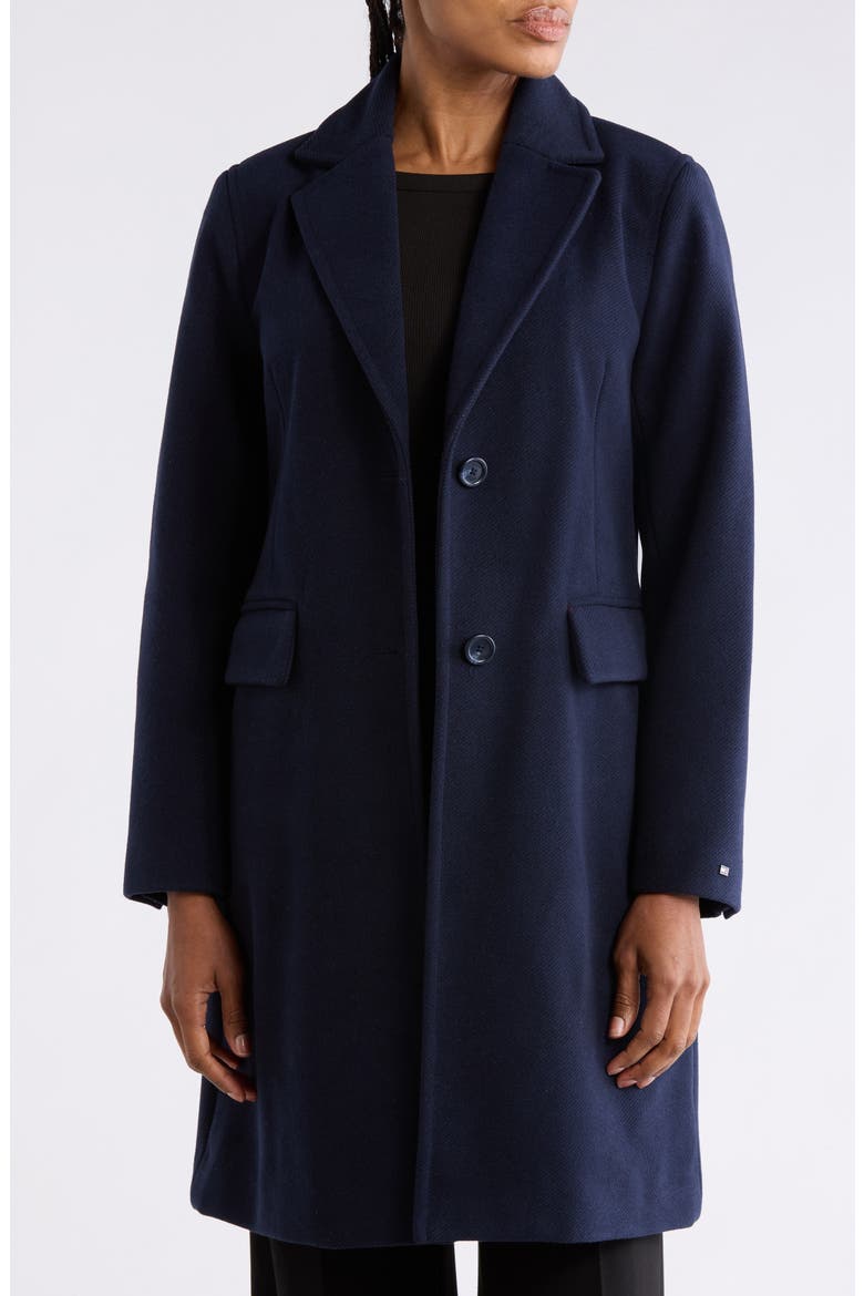 Notch Collar Walker Coat, Main, color, NAVY TWILL