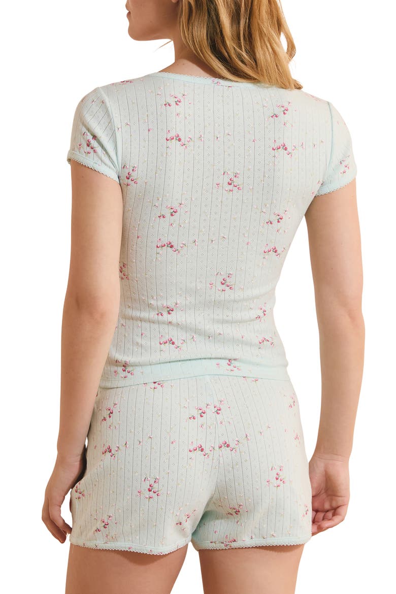 Katell Pointelle Cotton Pajama Top, Alternate, color, BLUE GREEN