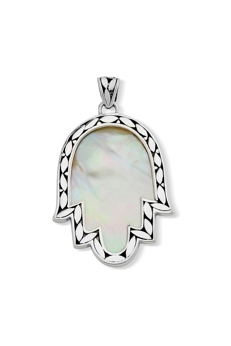 Mother of Pearl Hamsa Pendant, Main, color, WHITE