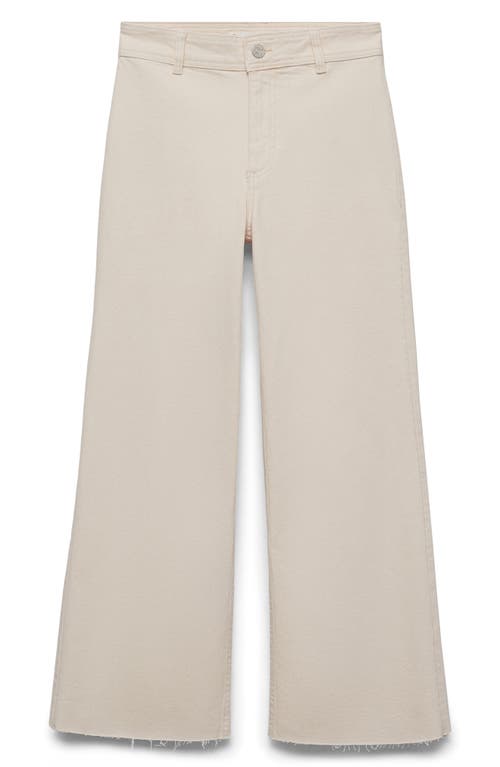 Shop Mango Catherin Raw Hem High Waist Wide Leg Culotte Jeans In Off White