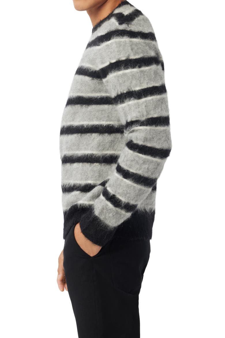 Stripe Mohair & Wool Blend Crewneck Sweater, Alternate, color, BLACK