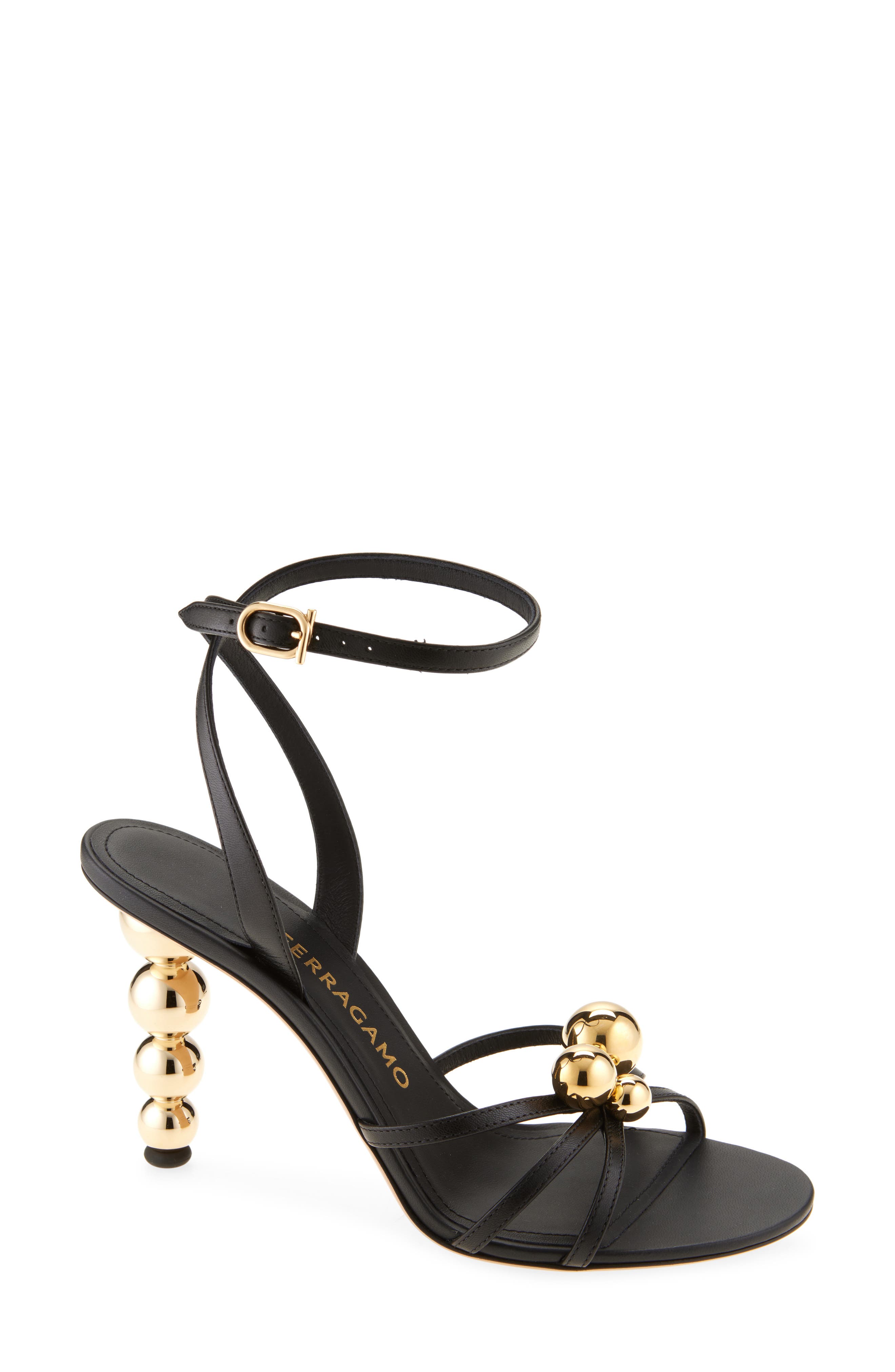 FERRAGAMO Karina Sphere Sandal, Main, color, Nero
