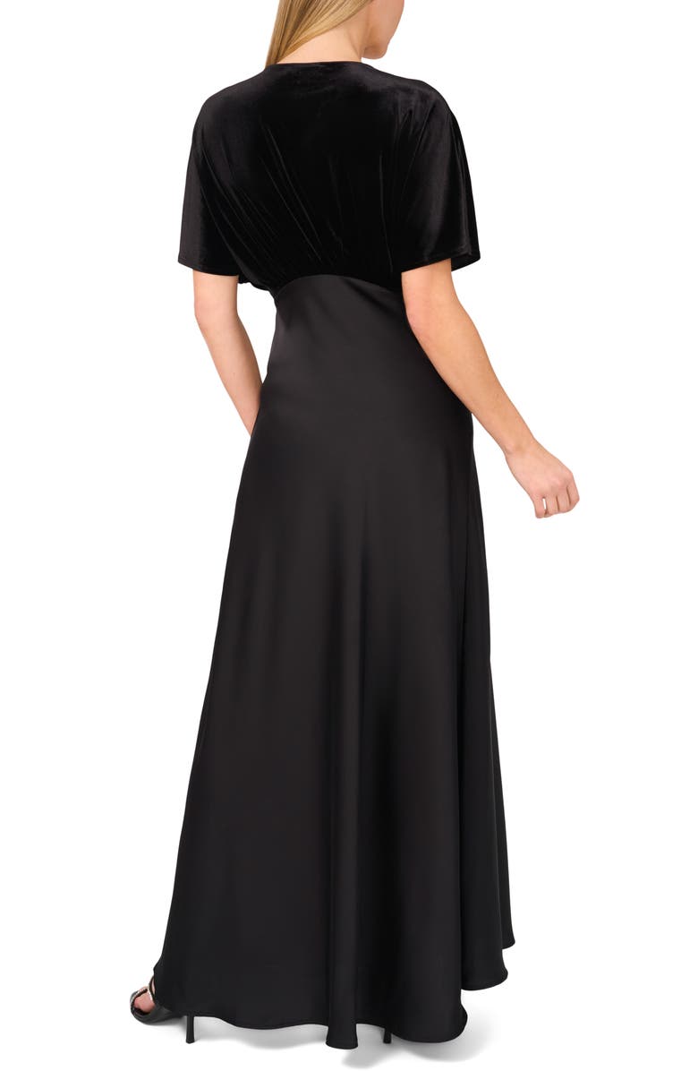 CeCe Dolman Sleeve Velvet & Satin Dress, Alternate, color, 