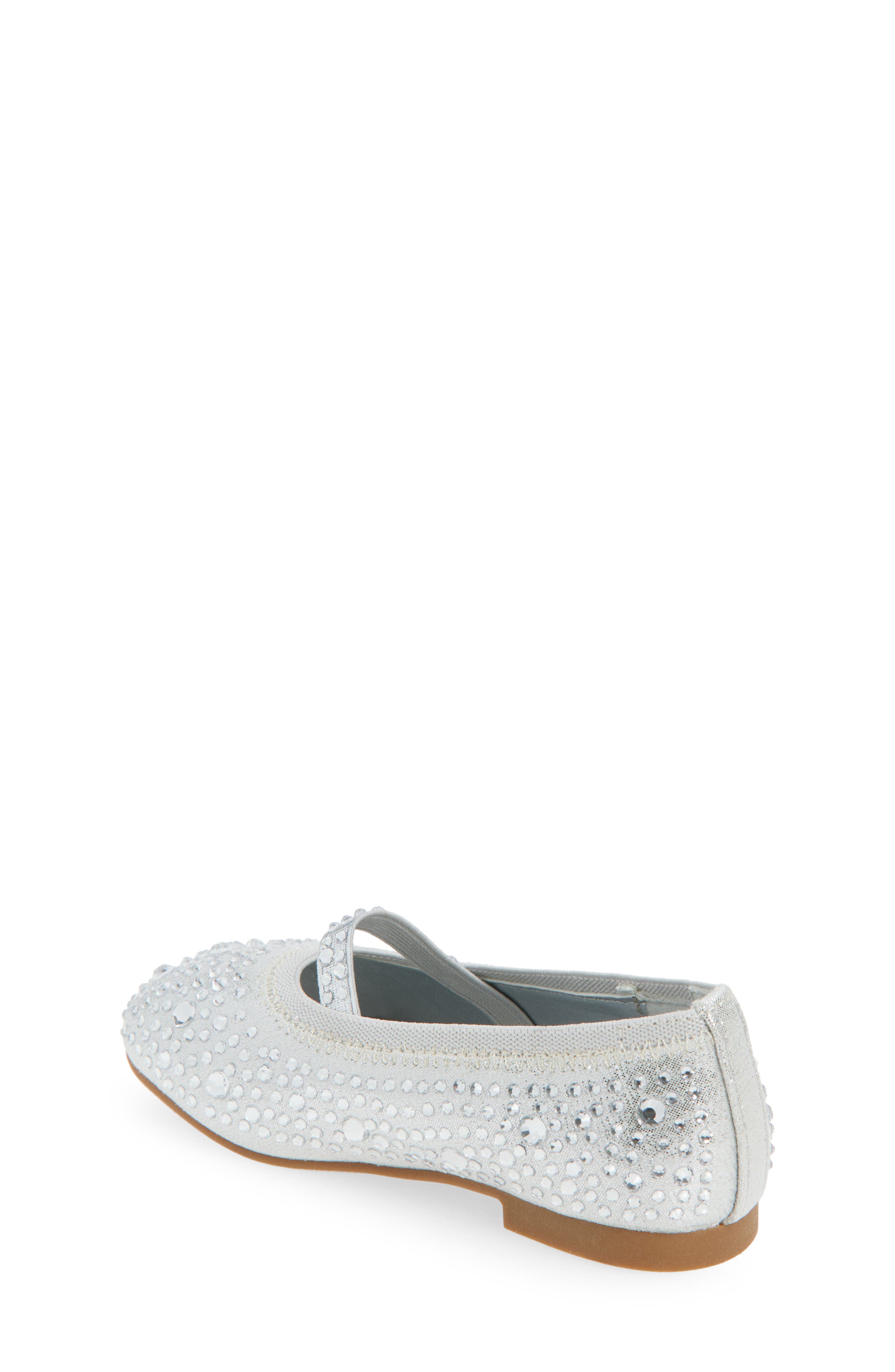 Nordstrom Kids' Kyleigh Sparkle Mary Jane Flat, Alternate, color, Silver Metallic