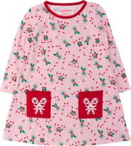 RuffleButts Holiday Knit Long Sleeve Applique Pocket Dress