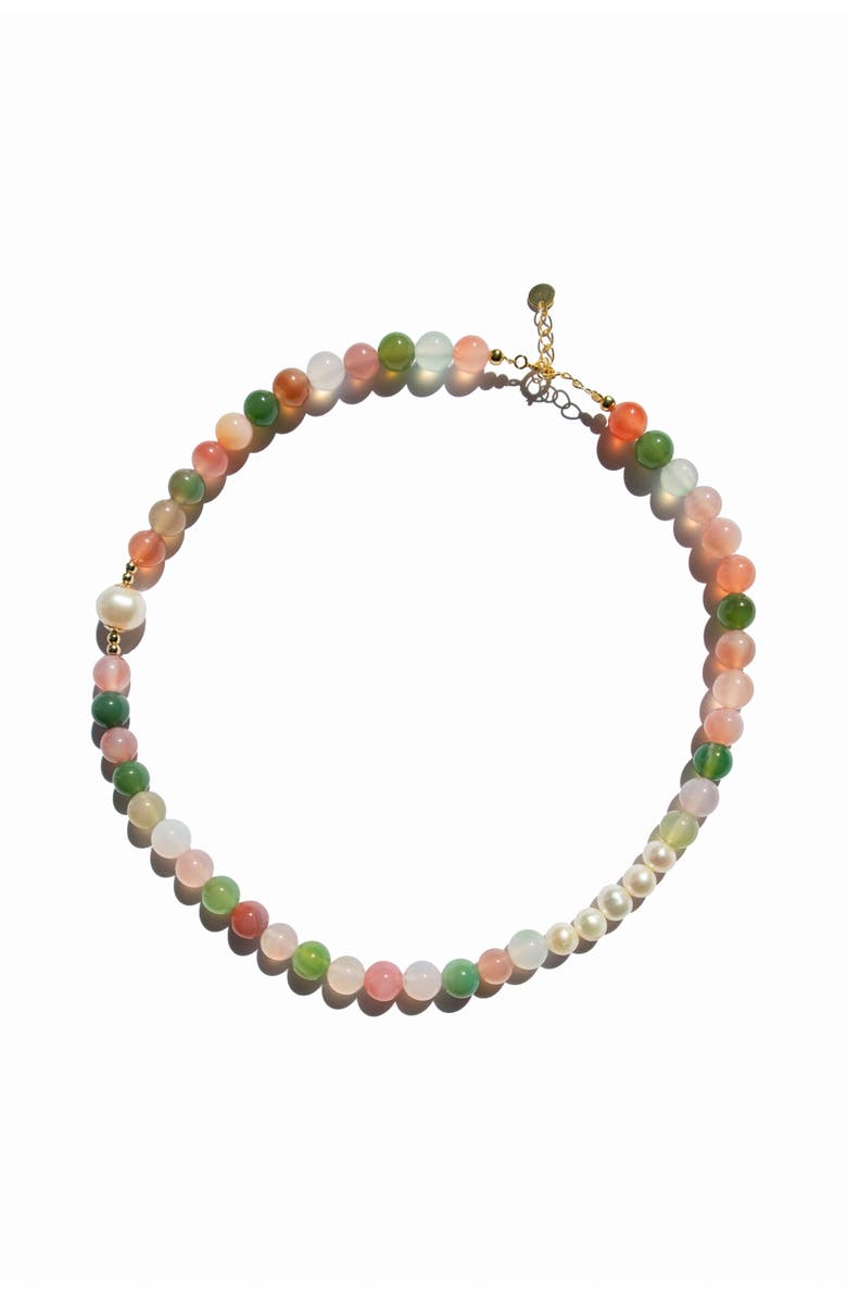 seree Summer Beaded gemstone & pearl choker necklace, Main, color, Multicolor
