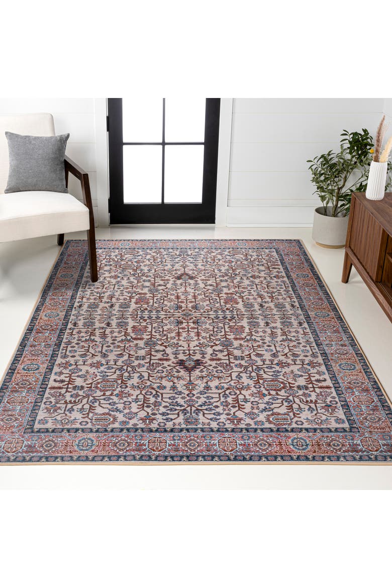 Kemer All-Over Persian Machine-Washable Area Rug, Alternate, color, Beige/Red/Blue