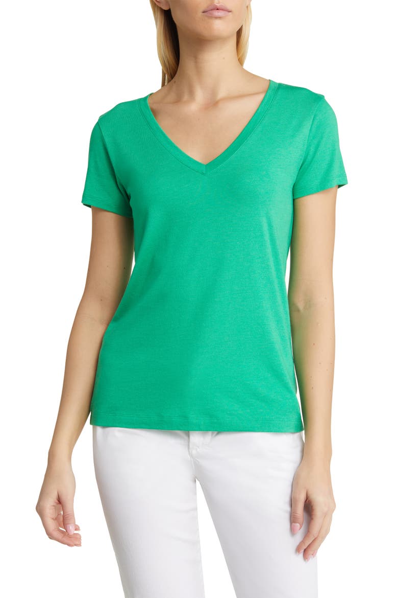 Everyday V-Neck T-Shirt, Main, color, GREEN BRIGHT