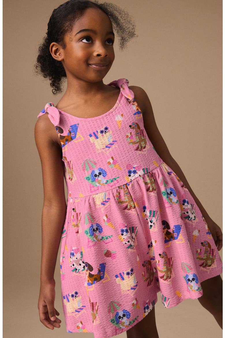 Kids' Tie Strap Romper, Alternate, color, PINK