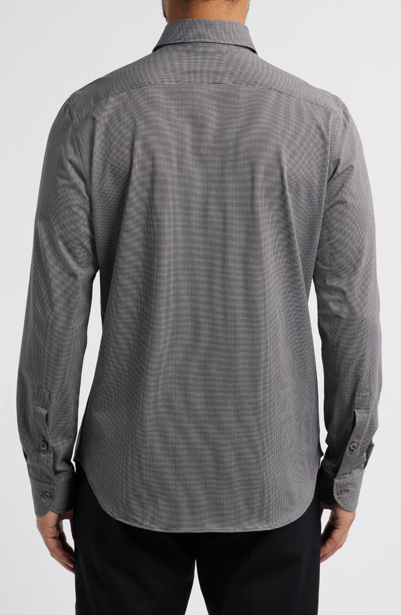 Zanella Bond Micropattern Knit Cotton Blend Dress Shirt, Alternate, color, Brown