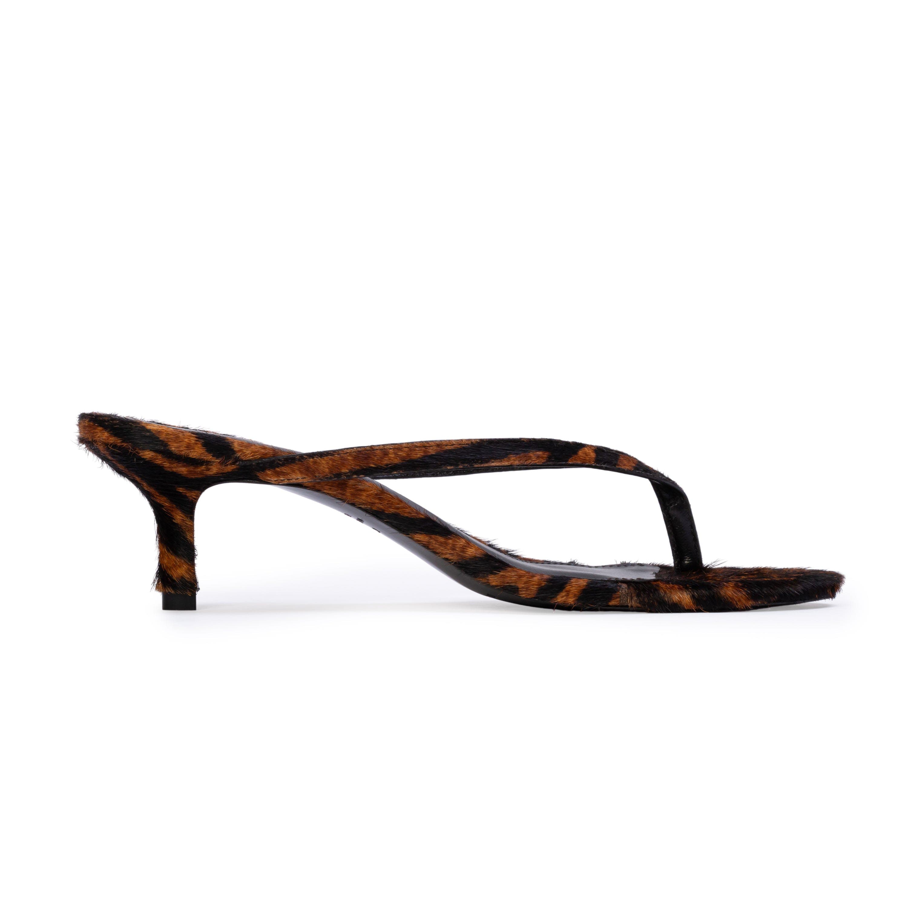 Tash 50 Fur Sandal, Main, color, Brown Zebra Pony Hair