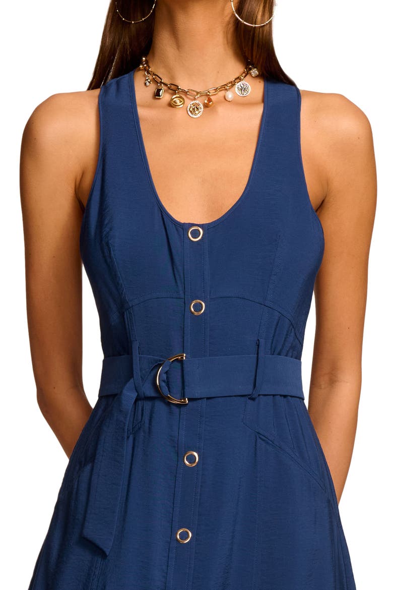 Nomi Belted Sleeveless Midi Dress, Alternate, color, SPRING NAVY