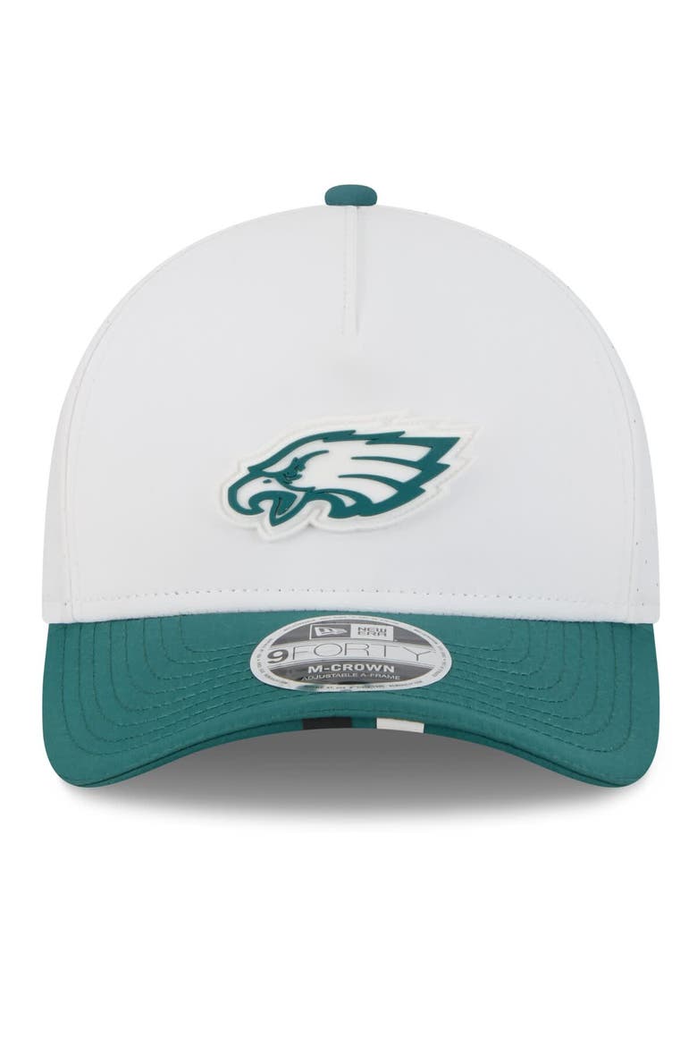 Men's New Era  White/Midnight Green Philadelphia Eagles 2025 NFL Training Camp A-Frame 9FORTY Adjustable Hat, Alternate, color, White