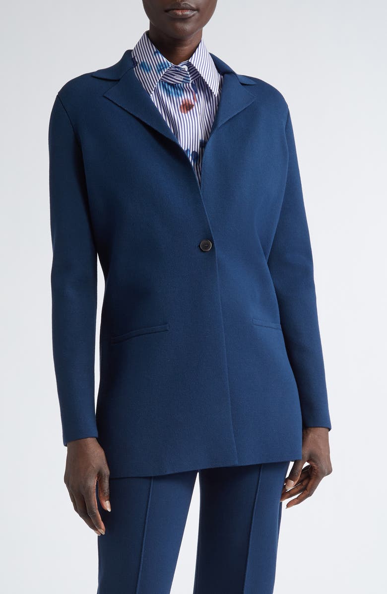 Lafayette 148 New York Knit Blazer, Main, color, Lido Blue