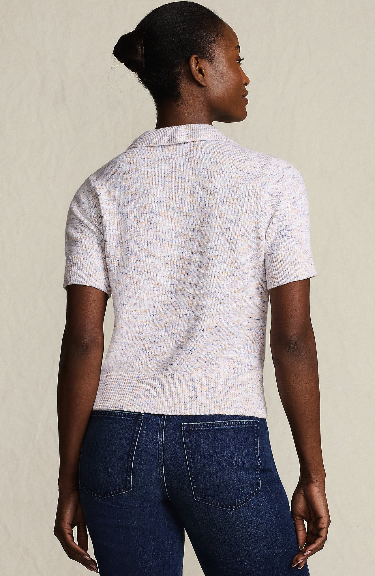 Cotton Blend Short Sleeve Polo Sweater - image 4