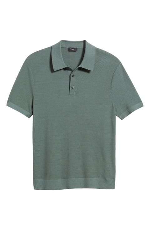 Silk & Cotton Piqué Polo Sweater