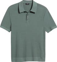 Theory Silk & Cotton Piqué Polo Sweater