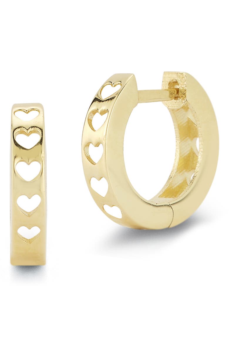Ember Fine Jewelry 14K Gold Heart Cutout Hoop Earrings, Main, color, 