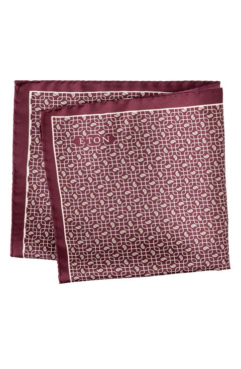 Paisley Petal Grid Silk Pocket Square