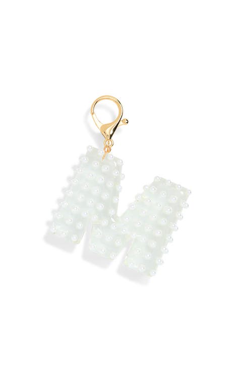 Faux Pearl Initial Bag Charm