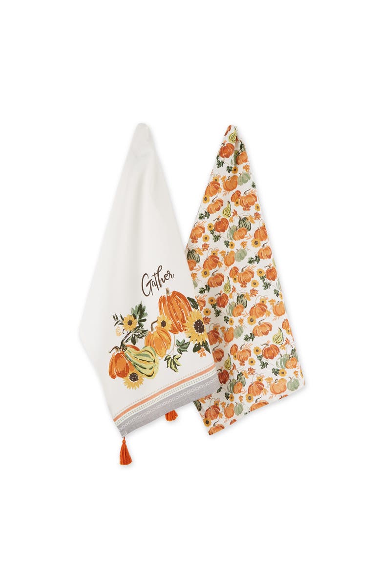 Gather Fall Squash Assorted Printed Dishtowel Set/2, Main, color, Gather