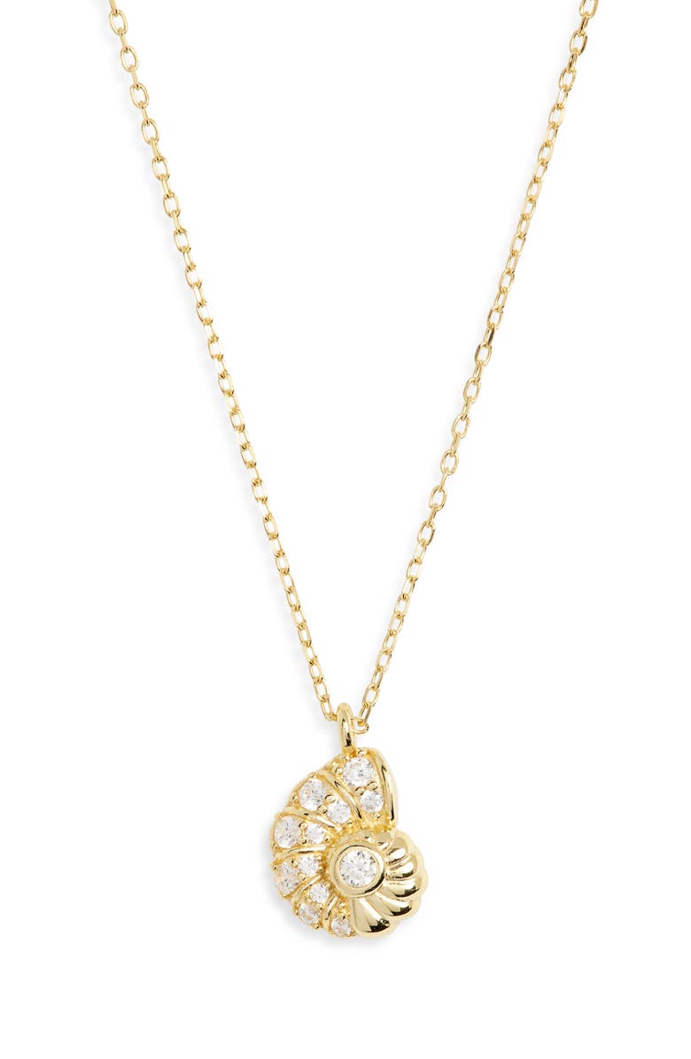 ARGENTO VIVO CZ Seashell Pendant Necklace, Main, color, Gold