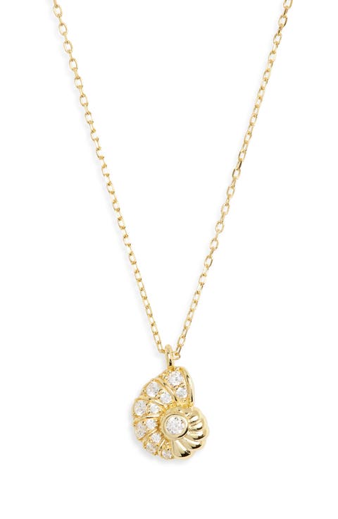 CZ Seashell Pendant Necklace