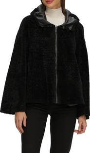 GORSKI Genuine Shearling Zip Hooded Jacket, Rev