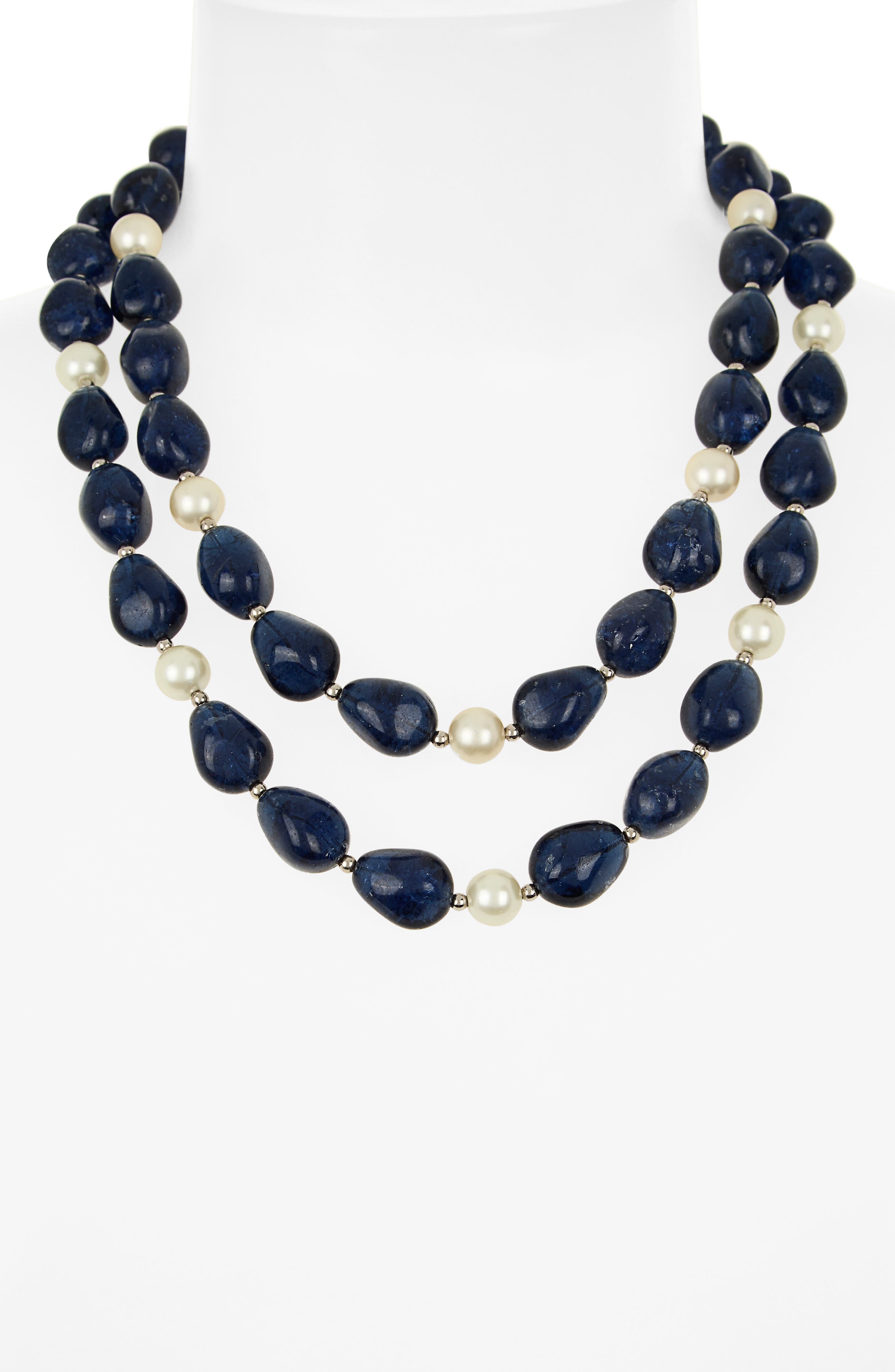 Kenneth Jay Lane Synthetic Sapphire & Faux Pearl Necklace | Nordstromrack