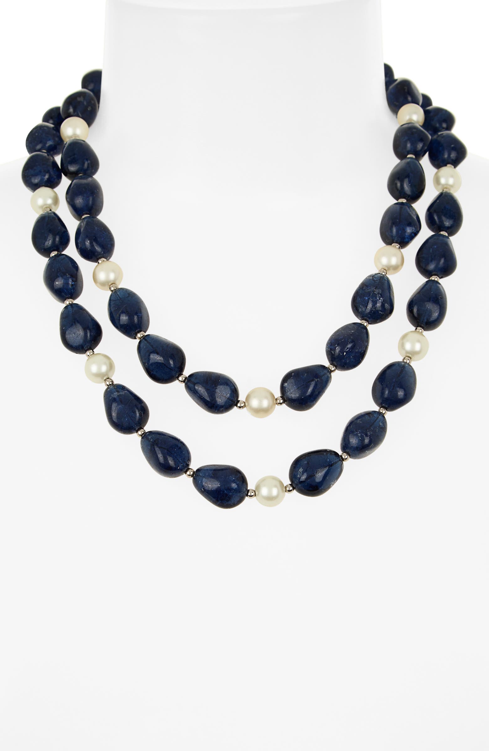Kenneth Jay Lane Synthetic Sapphire & Faux Pearl Necklace | Nordstromrack