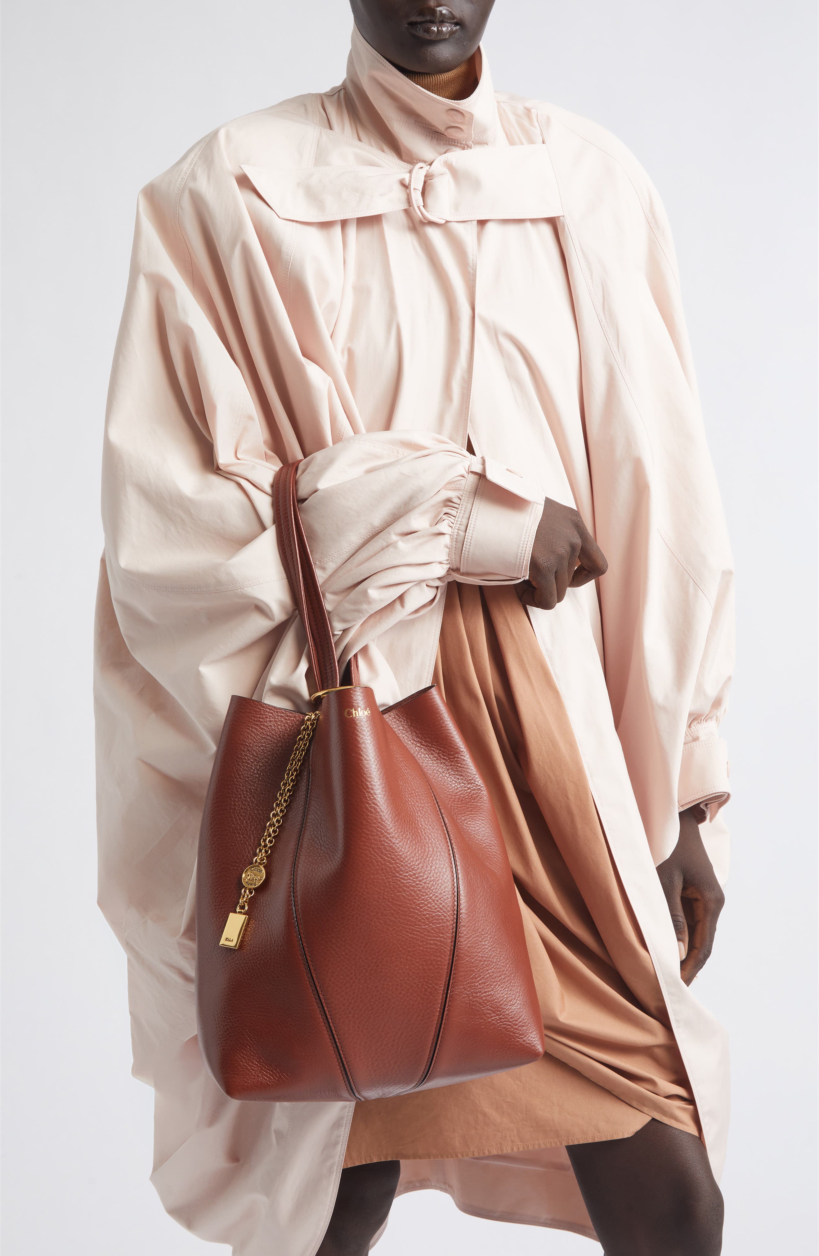 Spin Leather Tote, Alternate, color, BLUSHY BROWN