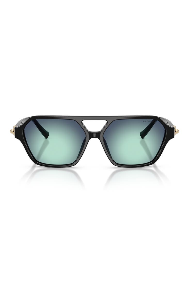 58mm Square Sunglasses, Main, color, BLACK / AZURE RADIAL BLUE