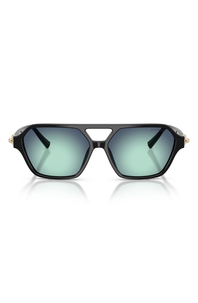 Tiffany & Co. 58mm Square Sunglasses, Main, color, Black / Azure Radial Blue