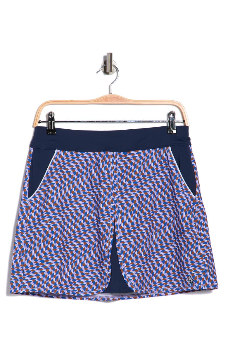 ORIGINAL PENGUIN GOLF Optical Print Colorblock Golf Skort, Main, color, Black Iris